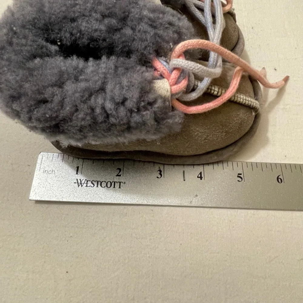 Australian Genuine Sheepskin Slippers Baby Medium Gray Cozy Warm‎ Winter Boots